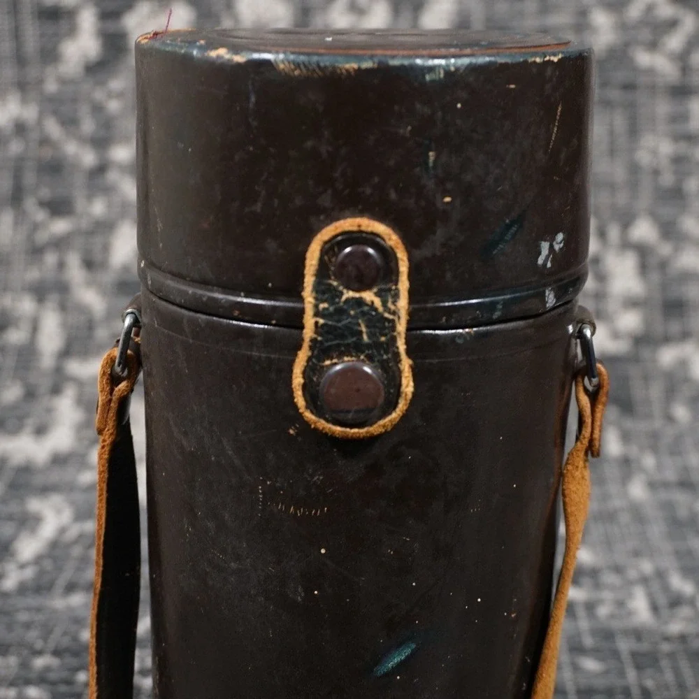 Nikon Nikkor F Brown Leather Hard Lens Case 5 1/4 x 3 1/2 Inch‎ Vintage V29